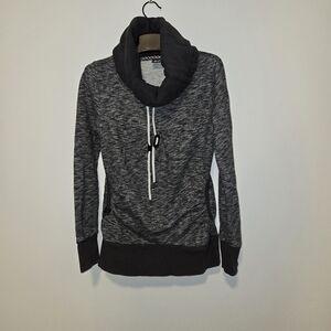 Women's Black Marled Cowl Neck Pullover Sweater